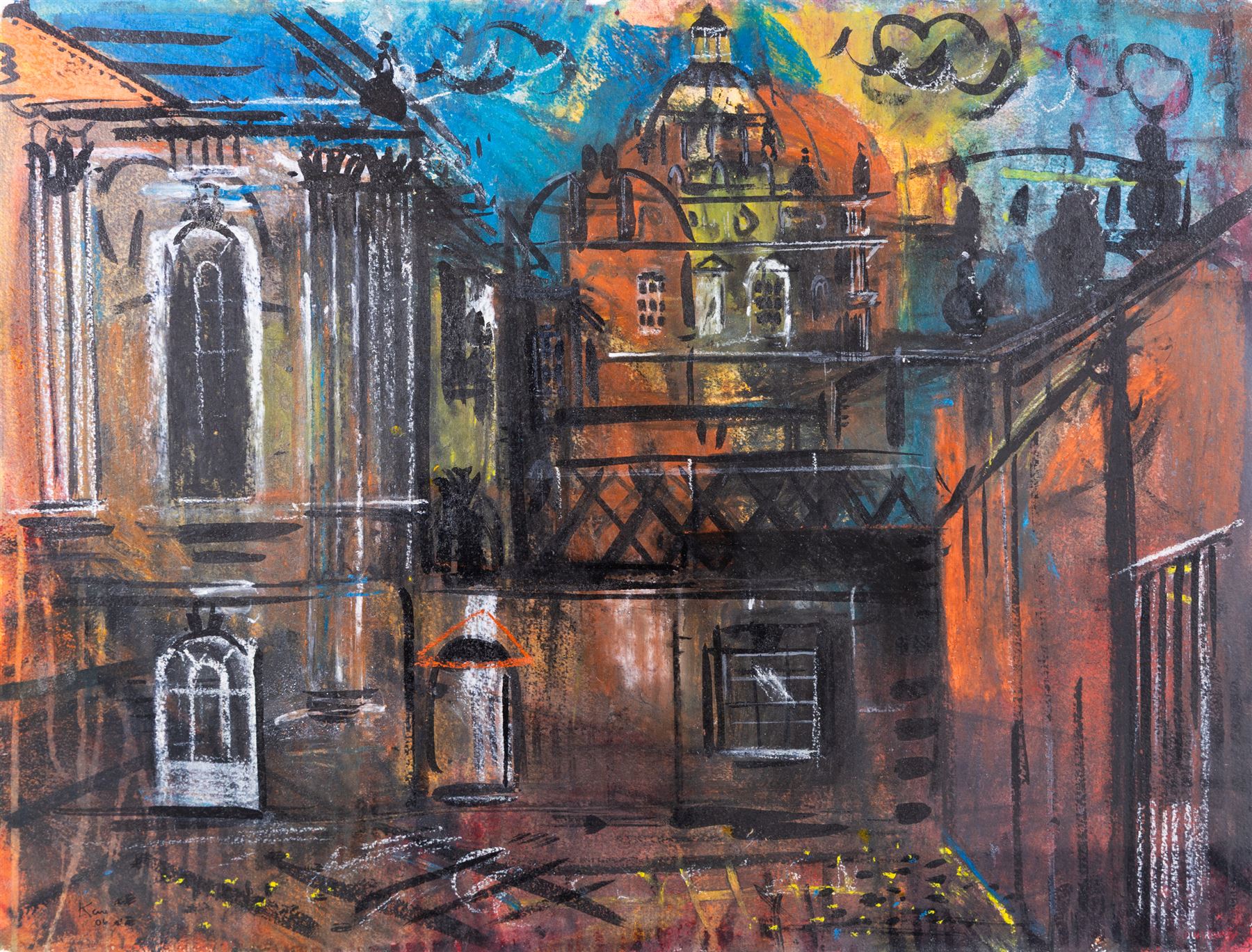 Kane Cunningham (British 1961-): 'Castle Howard', mixed media signed and dated '06, titled verso 58cm x 76cm