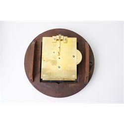 Late Regency drop dial wall clock, the white 19cm dial inscribed 'James Heselton, Beverley' with single fusee eight day movement in brass inlaid mahogany case H38cm 