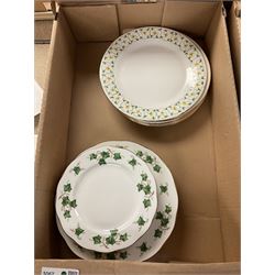 Collection of dinnerwares including Colclough, together with hand painted plates, etc in two boxes 