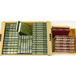  Three sets of Heron Books Thomas Hardy, 14 vols in faux green leather binding, Graham Green, 20 vols in faux green leather binding and Rudyard Kipling, 8 vols, faux red leather binding in two boxes  