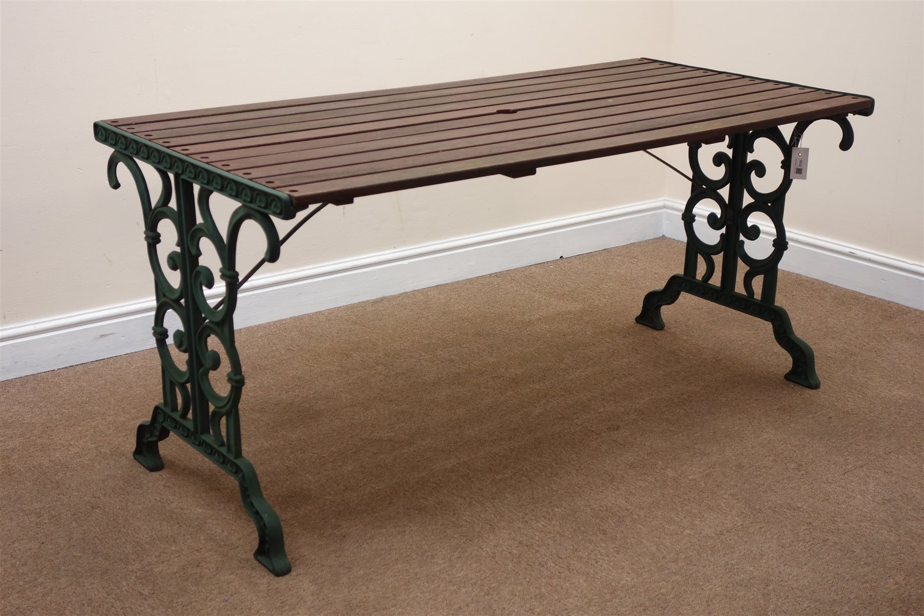 Cast Iron And Wood Slatted Rectangular Garden Table W141cm H66cm D68cm A Matching Two Seat Bench W130cm And Pair Armchairs W63cm Mao030320 The Furnishings Sale Furniture Affordable Art Interiors