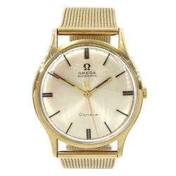 Omega Geneve gentleman's automatic 9ct gold wristwatch, Cal. 552, serial No. 28263526, back case No. 161/25421, London 1969, on original 9ct gold strap