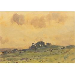 Frederick (Fred) Lawson (British 1888-1968): Cattle Grazing in Open Pasture, watercolour s...