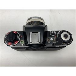 Four Zeiss Ikon camera bodies, to include, Contaflex Super B camera body, serial no. B31591, with 'Carl Zeiss Tessar 2.8/50 lens, serial no.3425553, Contaflex Super BC camera body, serial no. P81728, with 'Carl Zeiss Tessar 2.8/50' lens, serial no 4822280, etc, together with three cased lenses; 'Carl Zeiss Pro-Tessar 1:4 f=115mm' lens, serial no 3734740, 'Carl Zeiss Pr-Tessar 1:3.2 f=85mm' lens, serial no. 3647764 and 'Carl Zeiss Pr-Tessar 1:3.2 f=35mm' lens, and other Zeiss Ikon equipment 