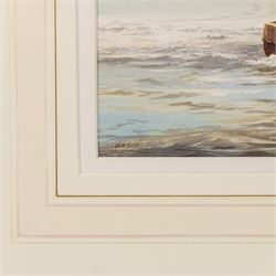 David C Bell (British 1950-): ‘Local Fisherman Arriving Whitby’, watercolour signed, titled and dated 1988 verso 25cm x 43cm