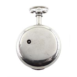 Edwardian silver pair cased lever fusee pocket watch by John Bell, Cupar Fife, No. 143441, round pillars, white enamel dial with Roman numerals and subsidiary dial, case by Isaac Jabez Theo Newsome, Chester 1901