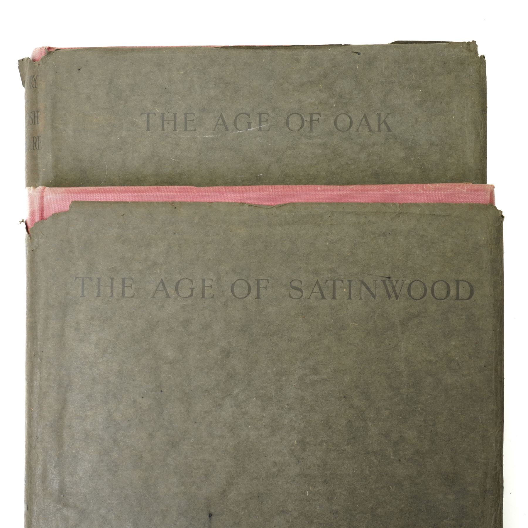 Macquoid, Percy - 'A History of English Furniture' published by Medici Society 1925 and 1928  'Age of Oak', 'Age of Satinwood',  'Age of Walnut' and 'Age of Mahogany'  four volumes with dust wrappers