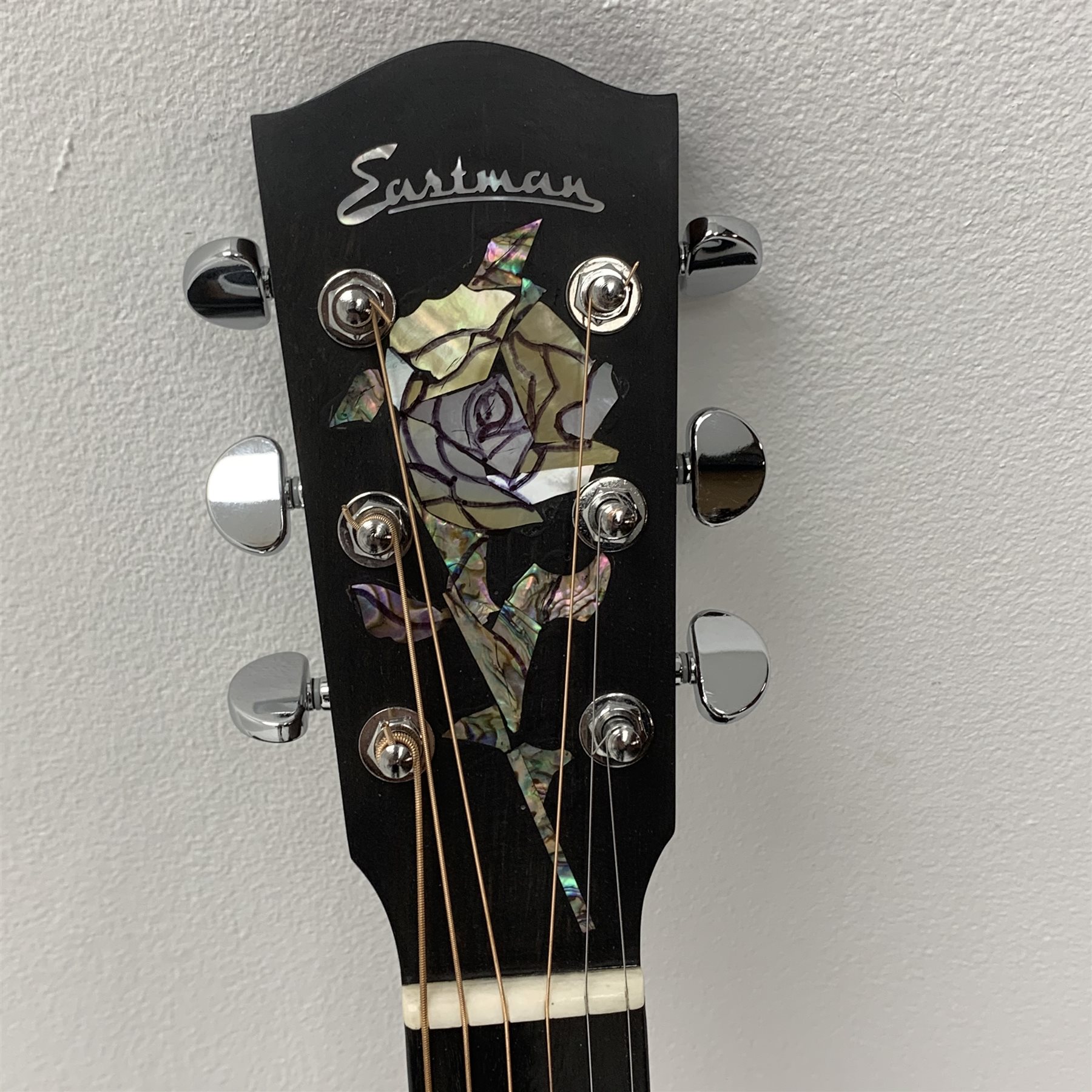  Eastman model AC222CE-OV acoustic/electric guitar, serial no. 14855634, with ovangkol back and sides and spruce top, bears maker's label and manuscript label 'York Rose inlay by Geoff Hall Luthier 2020', L103.5cm, certificate of authenticity, in soft carrying case  