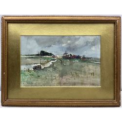 Frank Henry Mason (Staithes Group 1875-1965): Dutch River Landscape, watercolour signed 20cm x 31cm