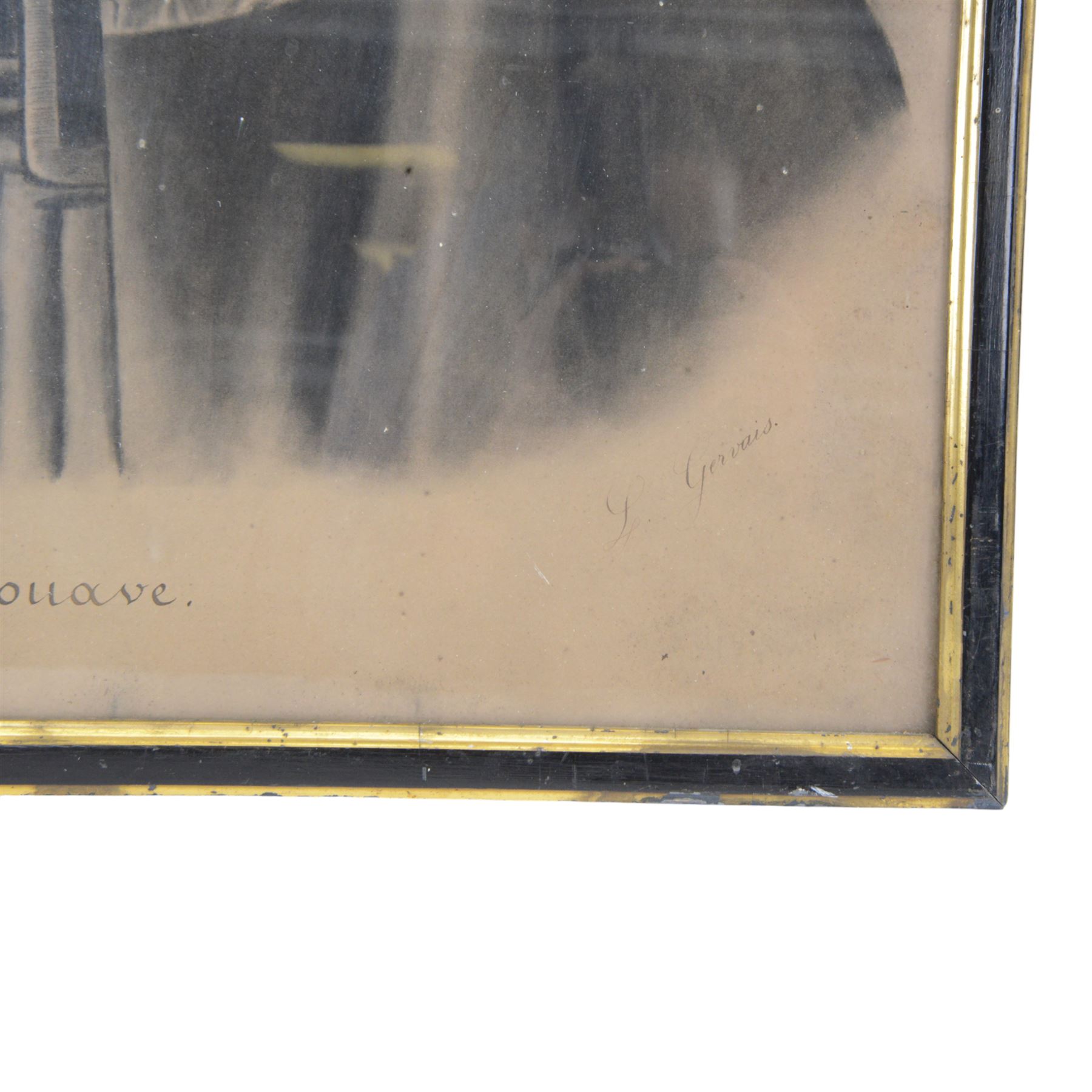 La Petit Zouave framed pencil drawing, W56cm, H73cm 