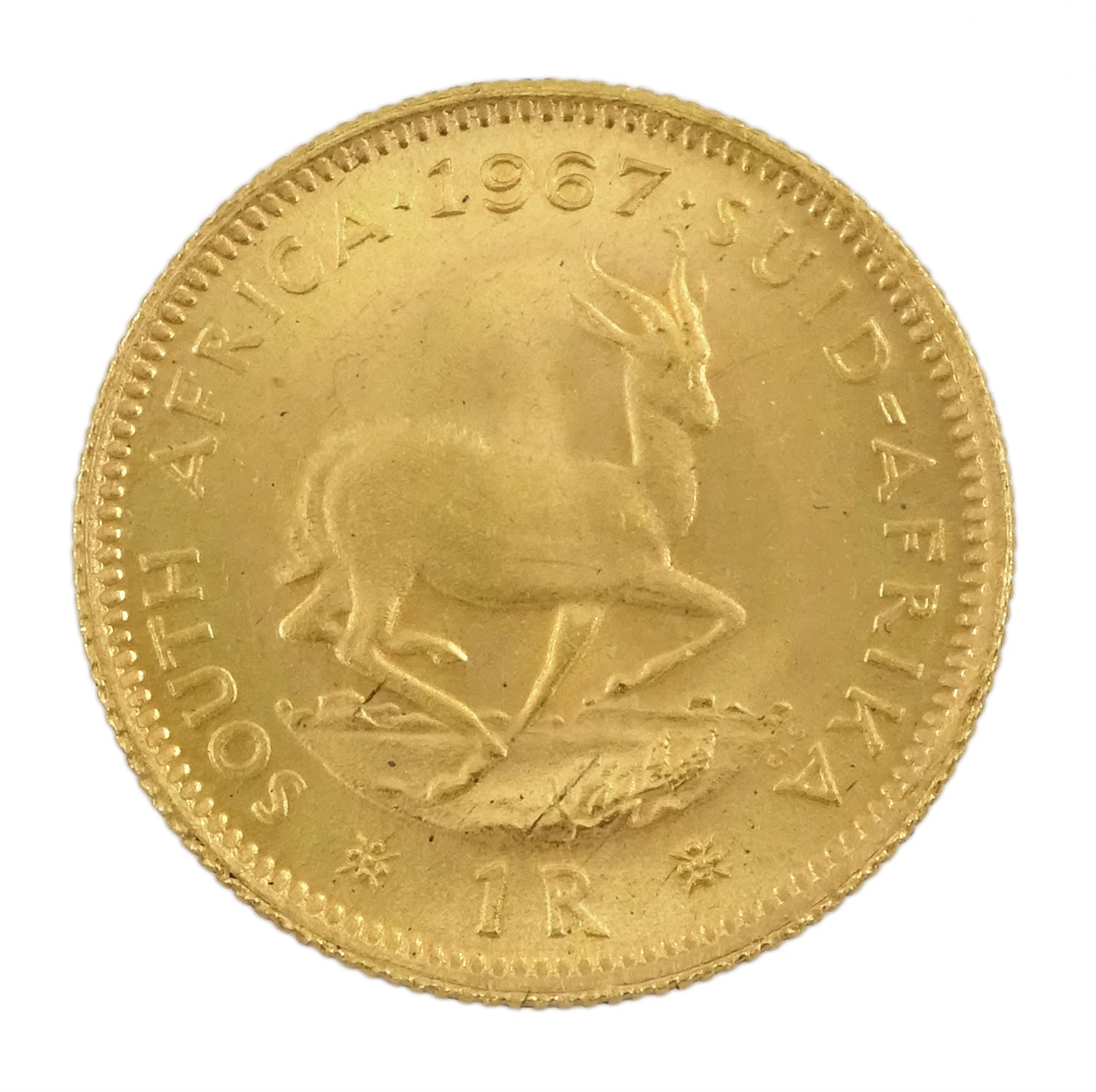South Africa 1967 gold one rand coin