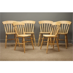 Set six solid beech farmhouse chairs