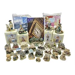 Twenty three Lilliput Lanes, including Village School, Lace's Shoe Shop, Cockles & Muscles, Scotland the Brave etc, together with The Leonardo Collection Paint Box Poppets and Gullivers World magazines 