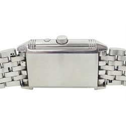 Jaeger-LeCoultre Reverso Duoface Night & Day gentleman's stainless steel manual wind wristwatch, Ref. 270.8.54, silvered dial with Arabic numerals with subsidiary seconds dial, reversing to a second black engine turned dial, Arabic and dagger numerals, subsidiary day/night dial, on Jaeger-LeCoultre stainless steel bracelet, boxed with service papers dated 2019 and 2020 and additional links