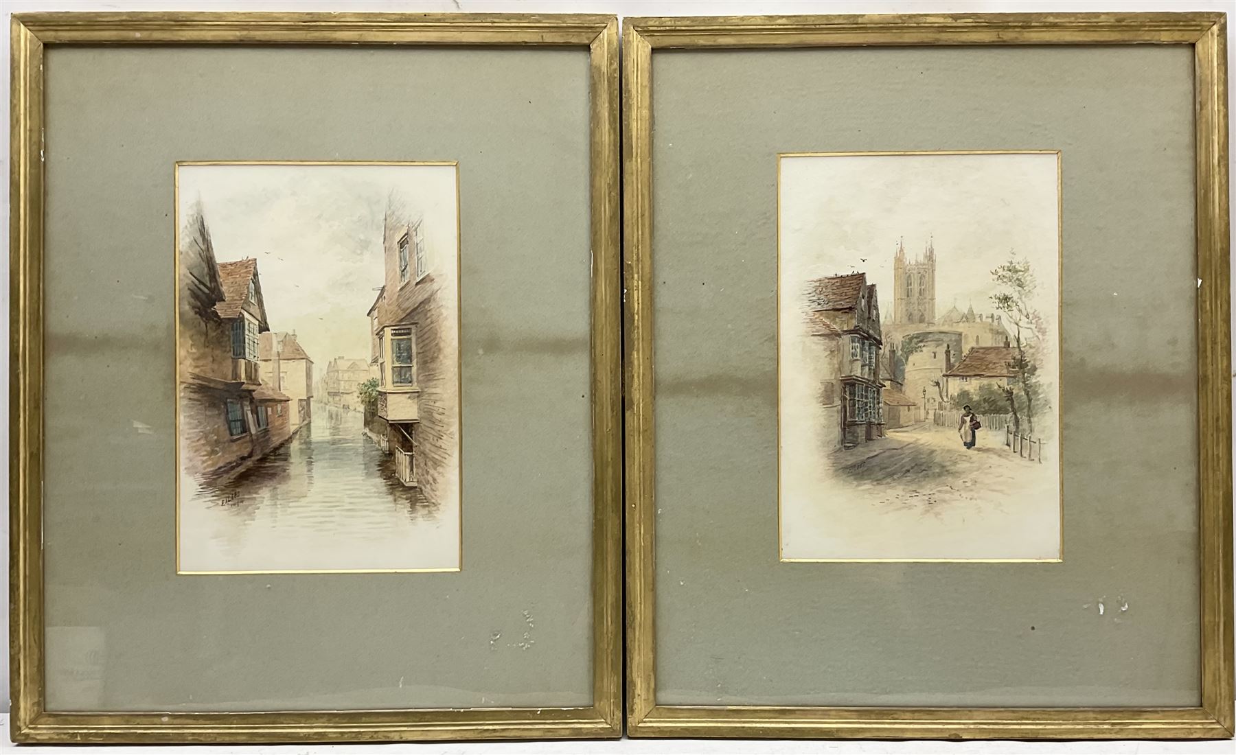 Frederick John Lees (British fl. 1870-1900): 'Lady Wotton's Green - Canterbury' and 'The King's River - Canterbury', pair watercolours signed and dated 1894, 26cm x 18cm (2)