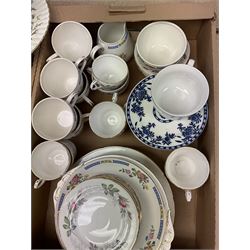 Various ceramics, mostly tea and dinner wares, to include Royal Albert Brigadon pattern, Paragon Bridal Rose pattern, Royal Albert Silver Maple pattern, Booths Mosaic pattern, Lord Nelson pottery examples, etc., in two boxes