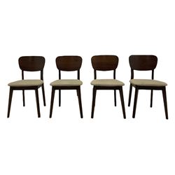 Bentley Designs - Premier collection 'Oslo' contemporary walnut extending dining table and six chairs upholstered in steel grey fabric. 