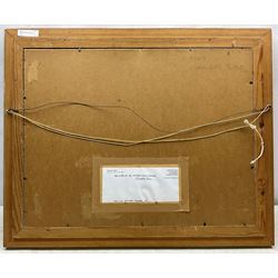 Charles Bone (British 1926-): 'Circus', watercolour sketch for a mural, titled on backboard, inscribed signed and dated 1950s on artist's Guildford address label verso 36cm x 49.5cm
Notes: Studied at Farnham College of Art and the Royal College of Art. Lecturer at Brighton University. Former Director of the Royal Institute Gallery in Piccadilly and Governor of the Mall Galleries. Appointed Vice President and then President of the Royal Institute of Painters in Watercolours