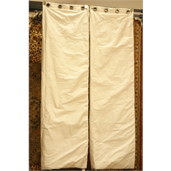  Pair silk champagne thermal lined curtains, W115cm, 205cm Fall  