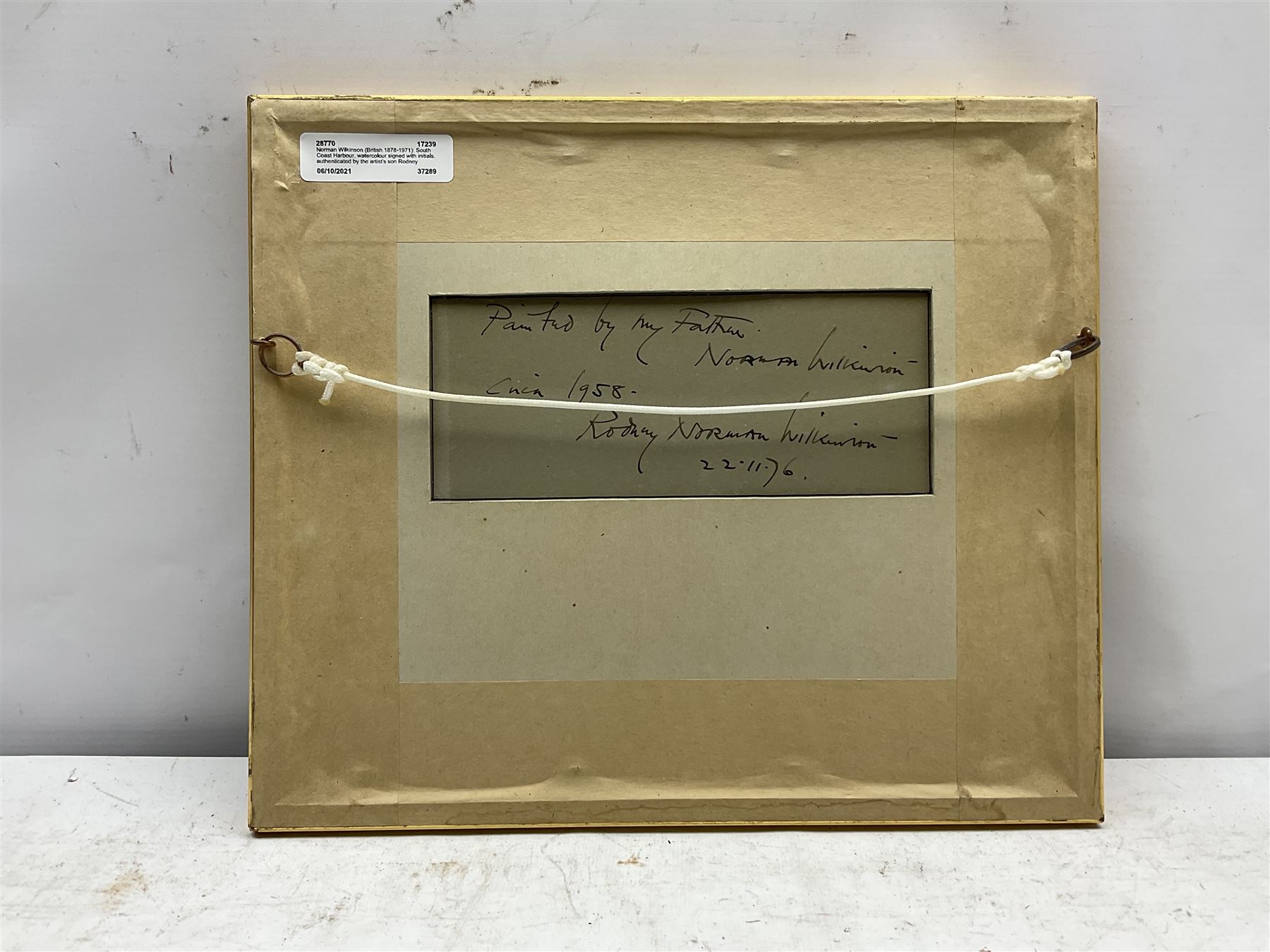 Norman Wilkinson (British 1878-1971): South Coast Harbour, watercolour signed with initials, authenticated by the artist's son Rodney and dated c.1958 verso 13cm x 18cm