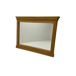 Light oak framed rectangular wall mirror