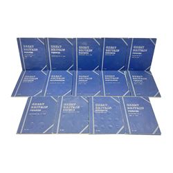 Fourteen part filled Whitman folders, including farthings, halfpennies, pennies and sixpences