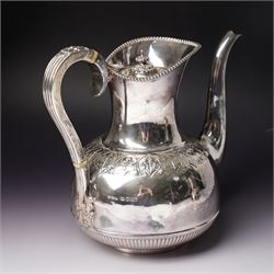 Edwardian silver four piece tea and coffee set with leaf capped handles and foliate banding Sheffield 1902-1905 Maker Richard Richardson