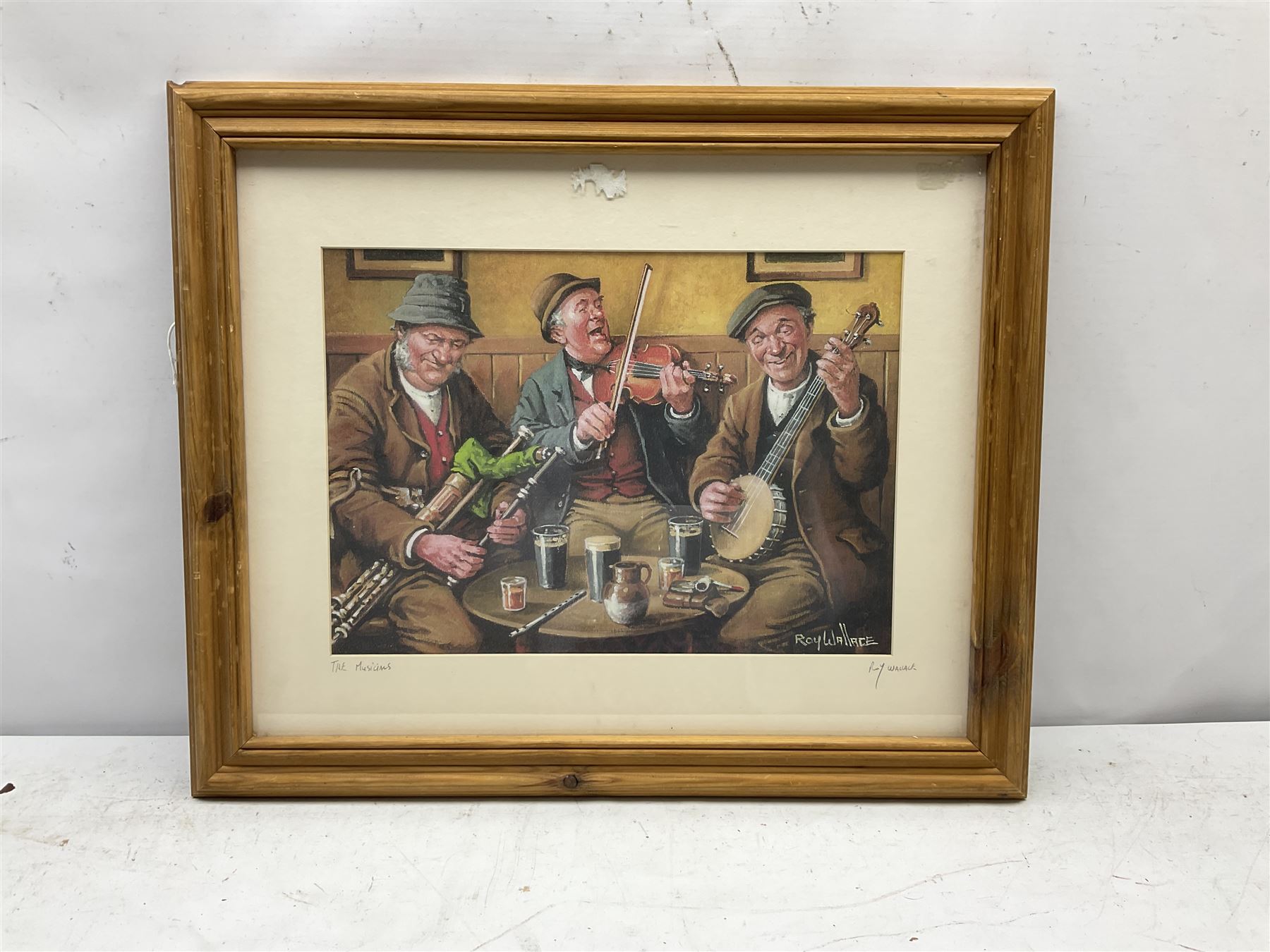 After Roy Wallace (Irish 20th century): 'The Musicians', oleograph titled on the mount in pencil 27cm x 39cm

