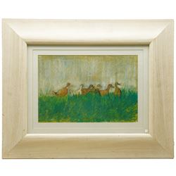 Susan Brown (Northern British 1956-): 'Quack March', pastel signed, titled verso 25cm x 37cm 