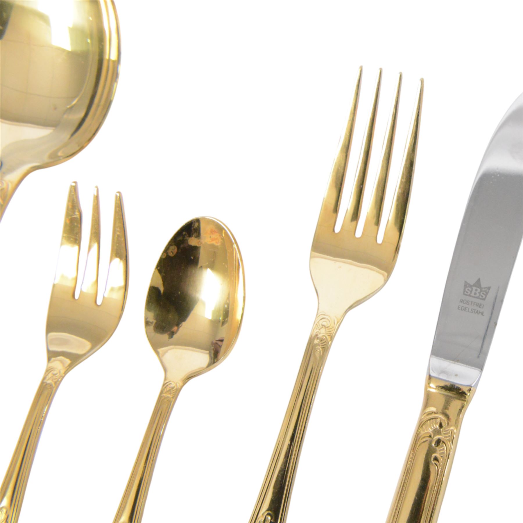 Bestecke Solingen gold plated canteen of cutlery for twelve persons, in briefcase holder