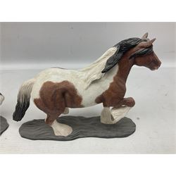Seven Border Fine Arts figures, comprising Clydesdale Mare & Foal A0187, Highland Mare & Foal A2691 and five horses from the Action Horses series 