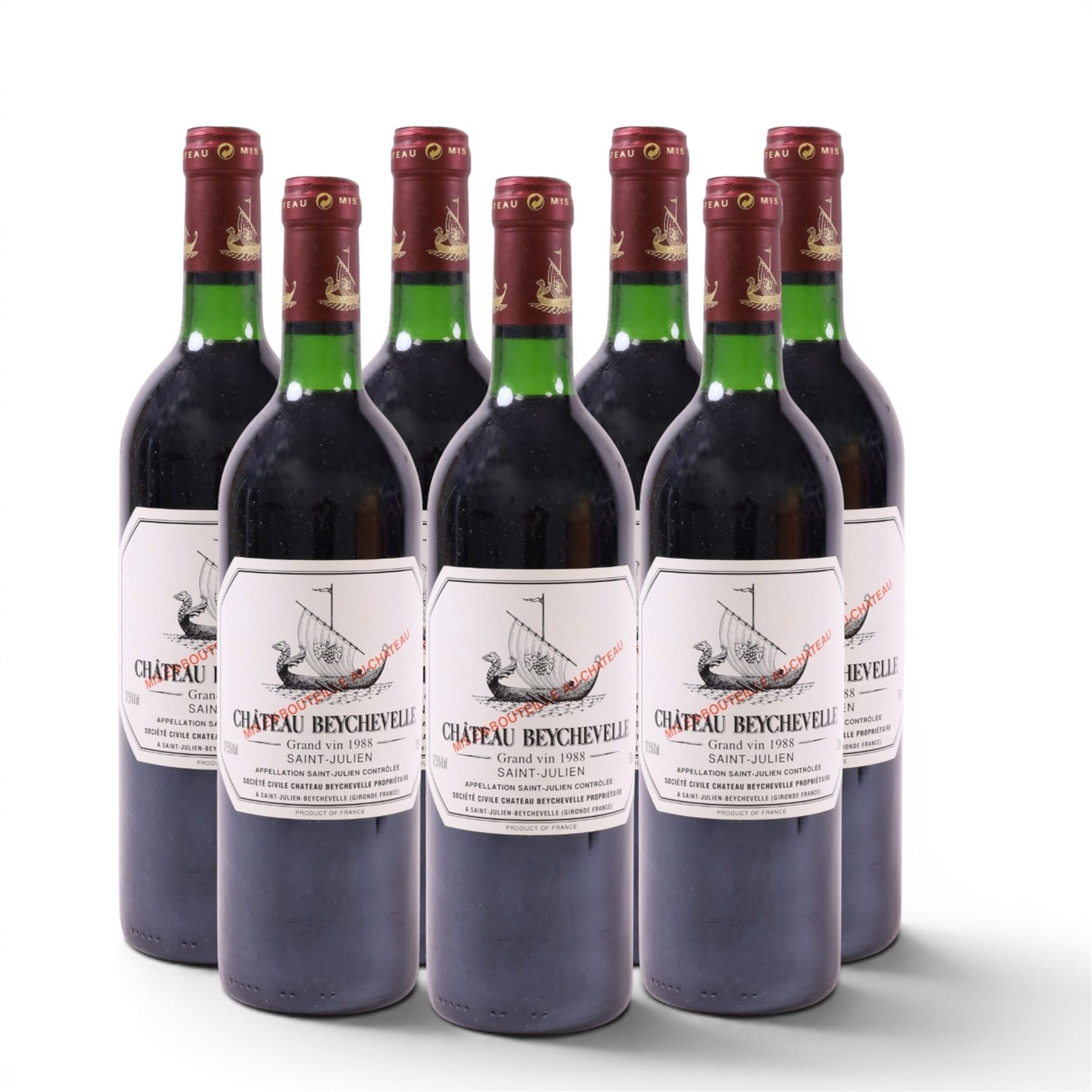Chateau Beychevelle, 1988 Saint- Julien, 750ml 12.5%, six bottles, cased 