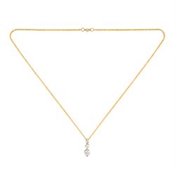 18ct gold diamond pendant necklace, set with three graduating round brilliant cut diamonds, total diamond weight 0.25 carat