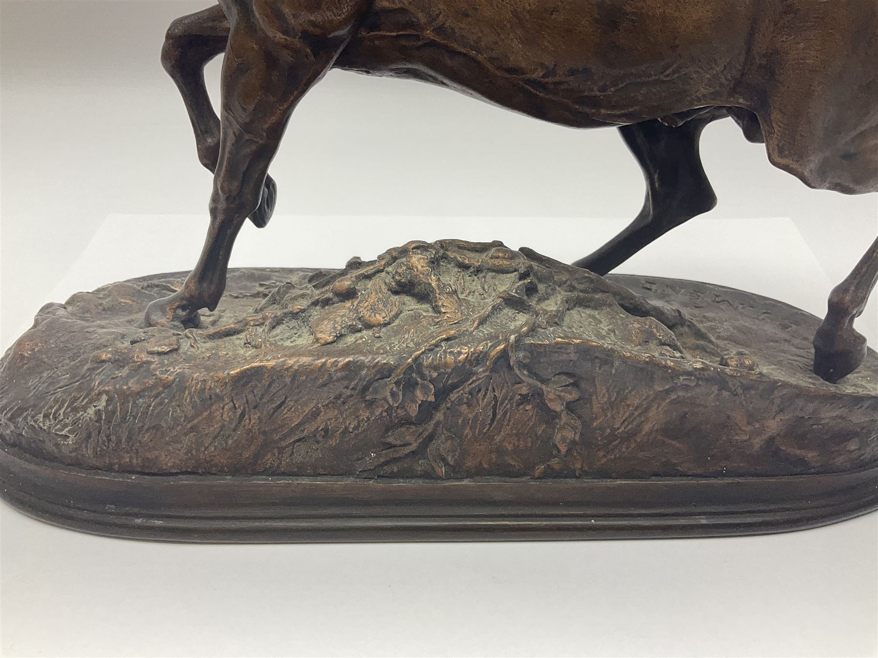 After P J Mene, bronze figure of a horse on a stepped oval base, H31cm 