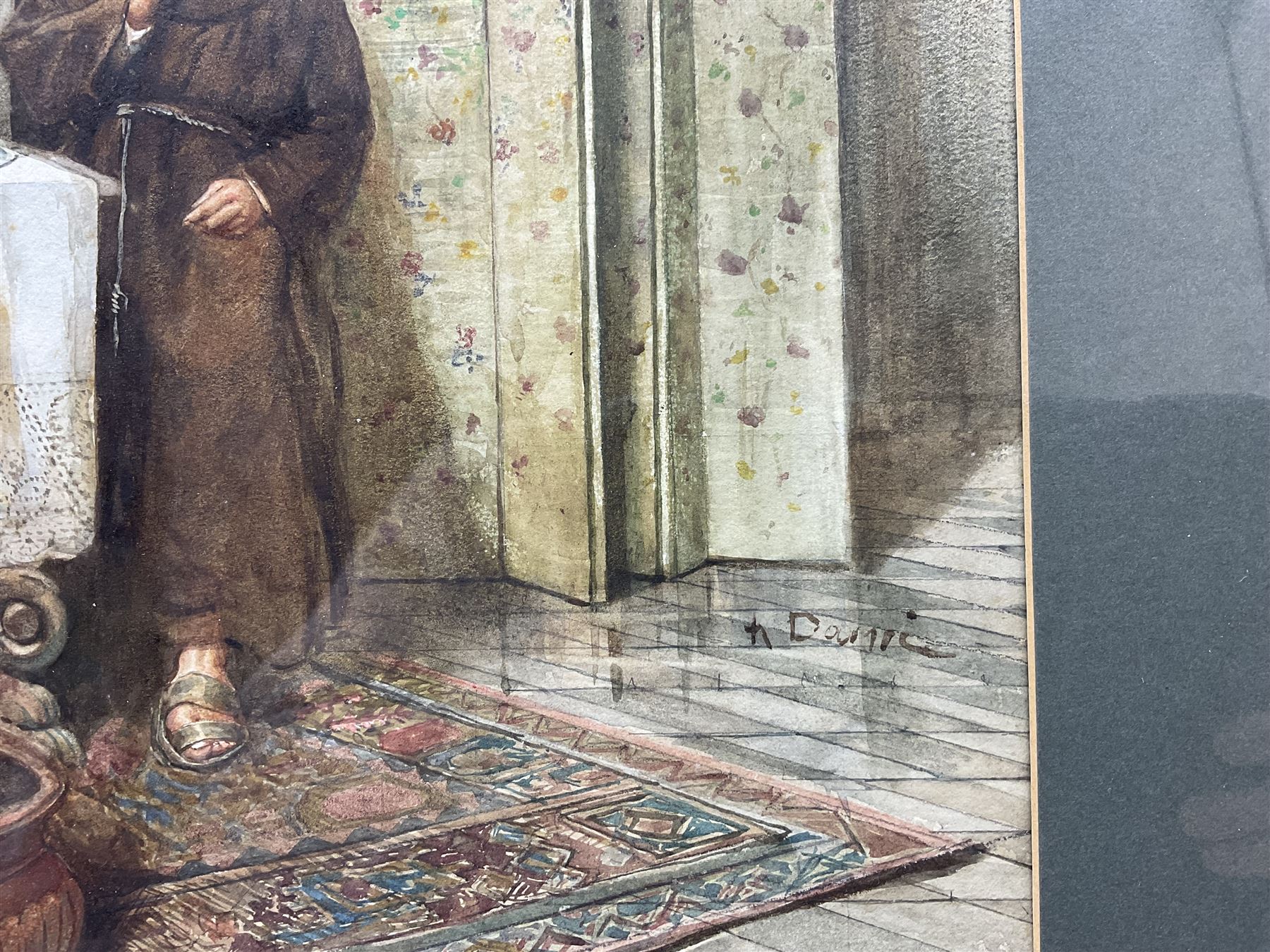 Augusto Daini (Italian 1860-1920): A Discussion Over Chess, watercolour signed 36cm x 53cm 