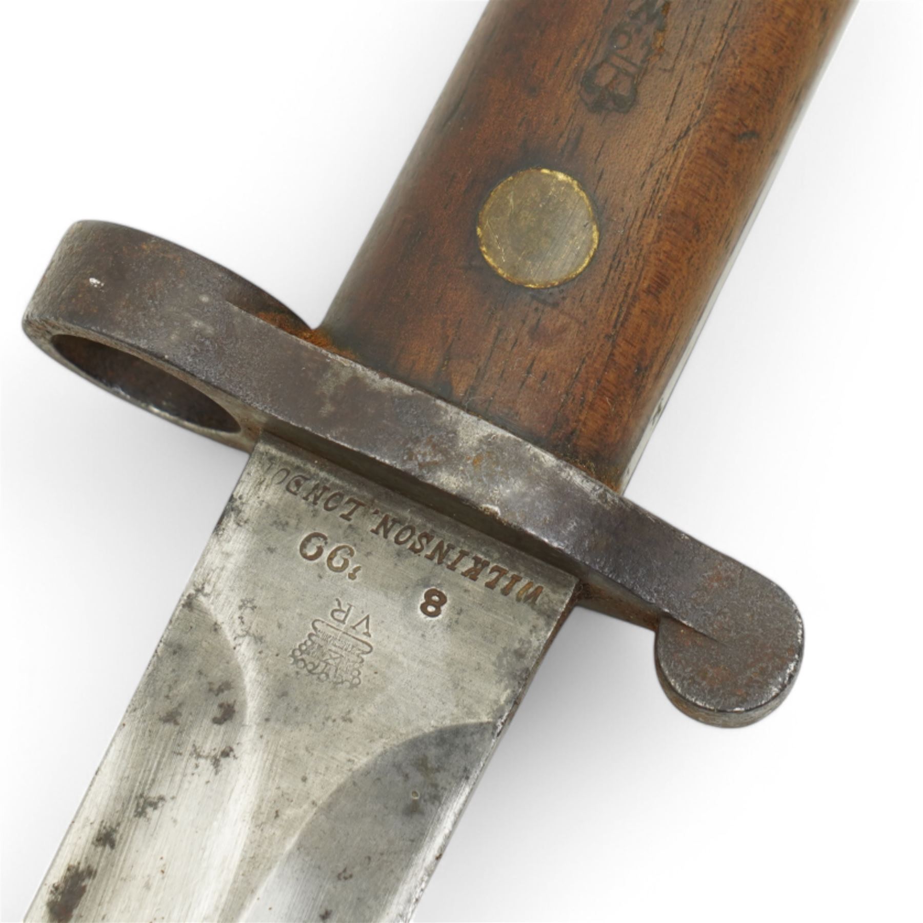 British 1888 pattern bayonet by Wilkinson London with VR cipher and (18)99 with scabbard 