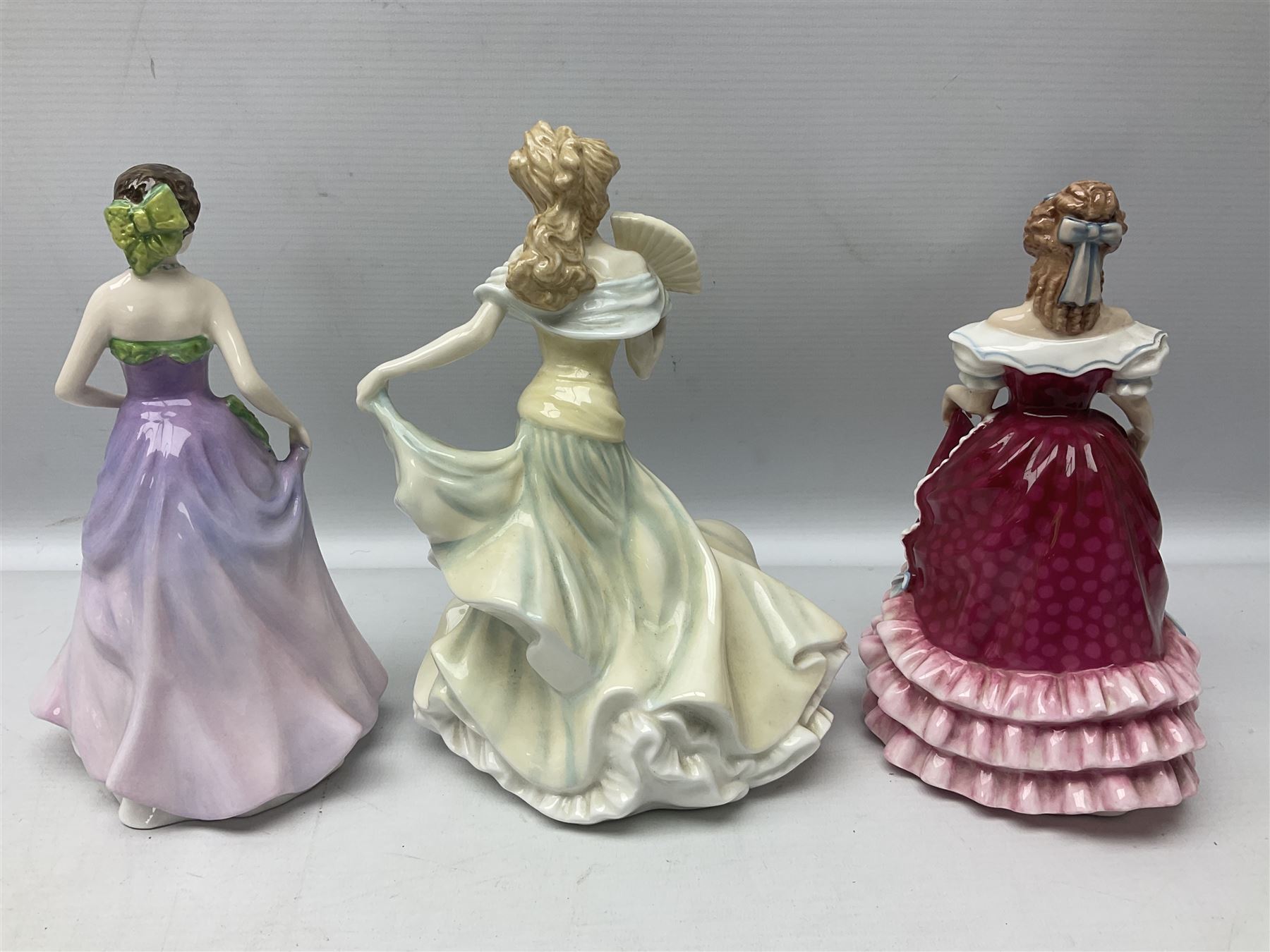 Six Royal Doulton figures, to include Mary Countess Howe no.HN3007, Sweet Sixteen no. HN3648, The Peggy Davies Collection Lily no.HN3902, four with original boxes 