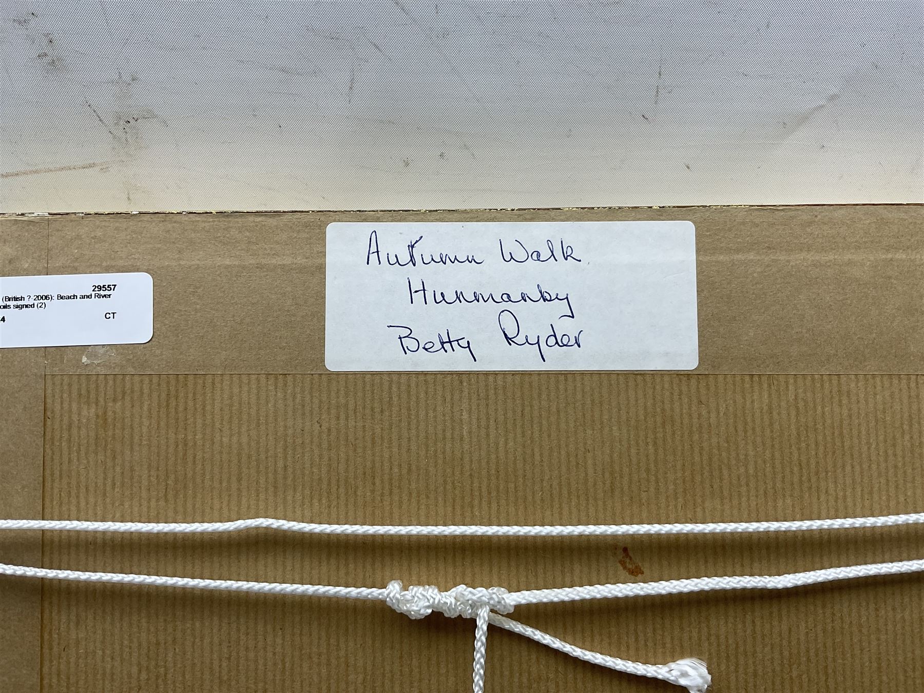 Betty Ryder (British ?-2006): 'Autumn Walk - Hunmanby' and Lake Scene, two oils on board signed, one titled verso 24cm x 16cm (2)