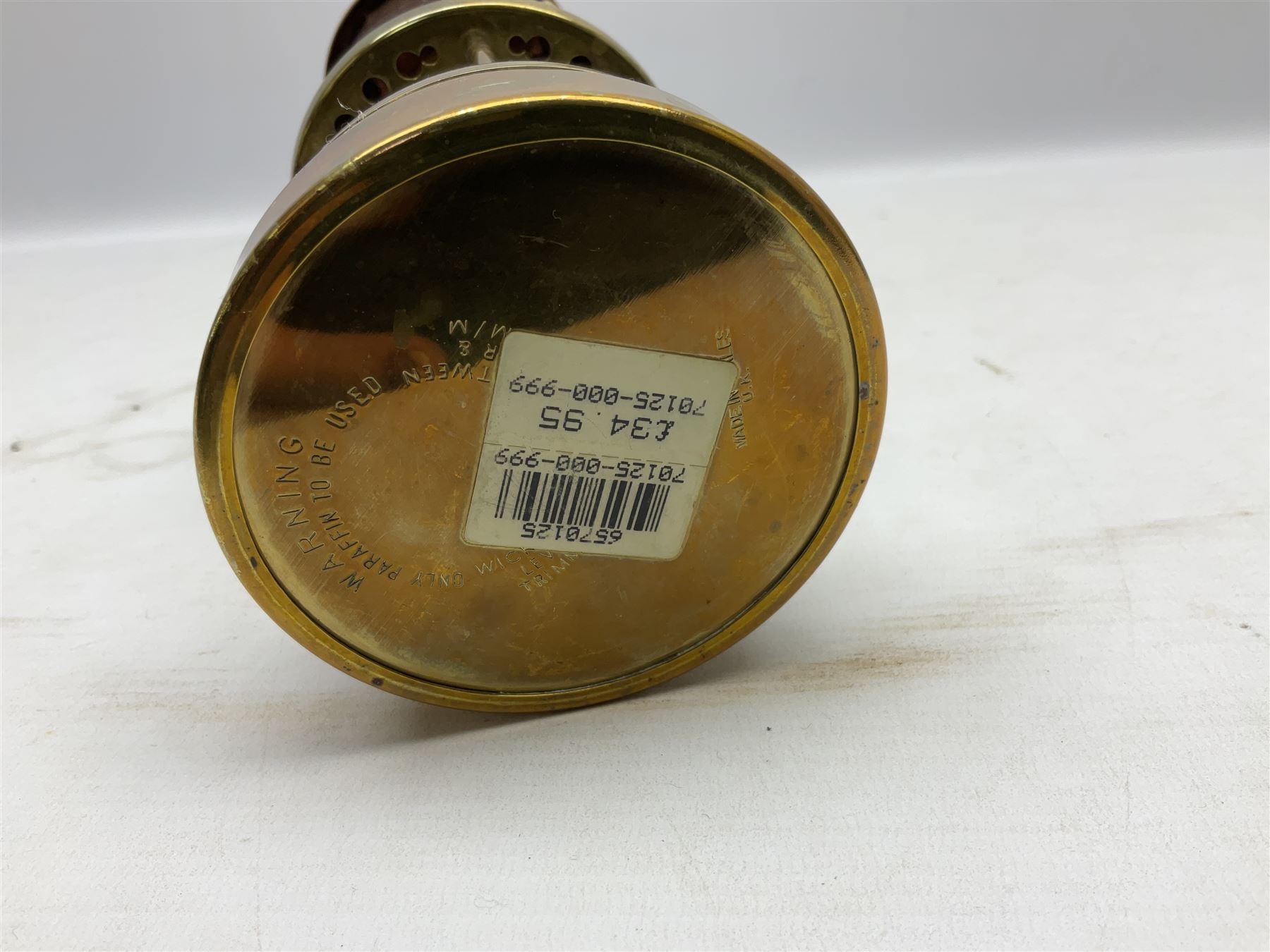 Copper and brass miners lamp by British Coal Company Wales UK for Aberaman Colliery Serial No. 232722, H22cm excl handle