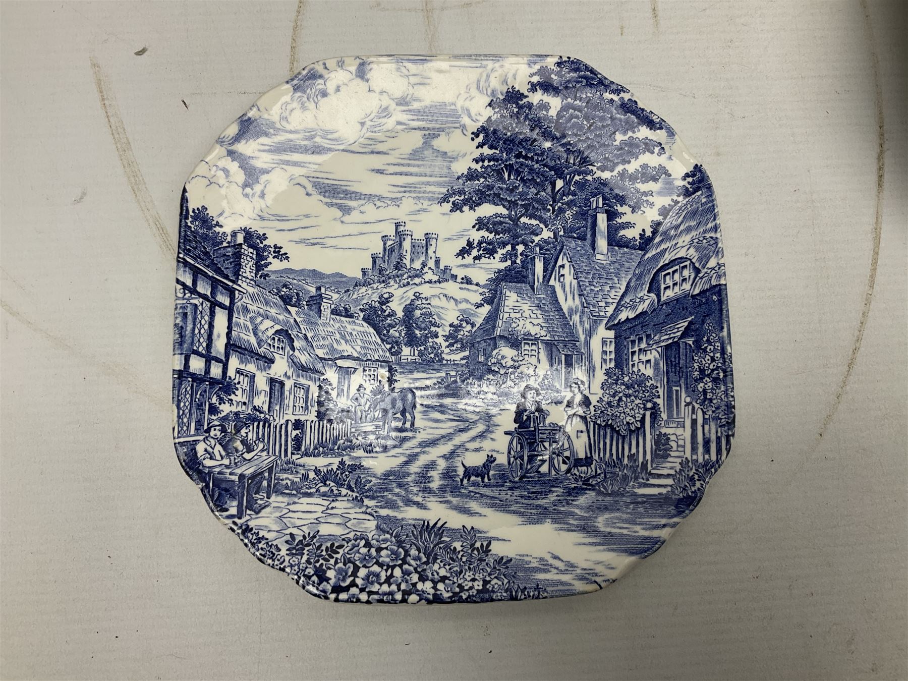 Three Spode Italian pattern platters, together with a three masons dishes of various sizes and two other plates  