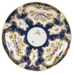 19th century and later cabinet plates, including Royal Worcester, Royal Crown Derby and Coalport examples, all painted with birds and flowers, largest D26cm