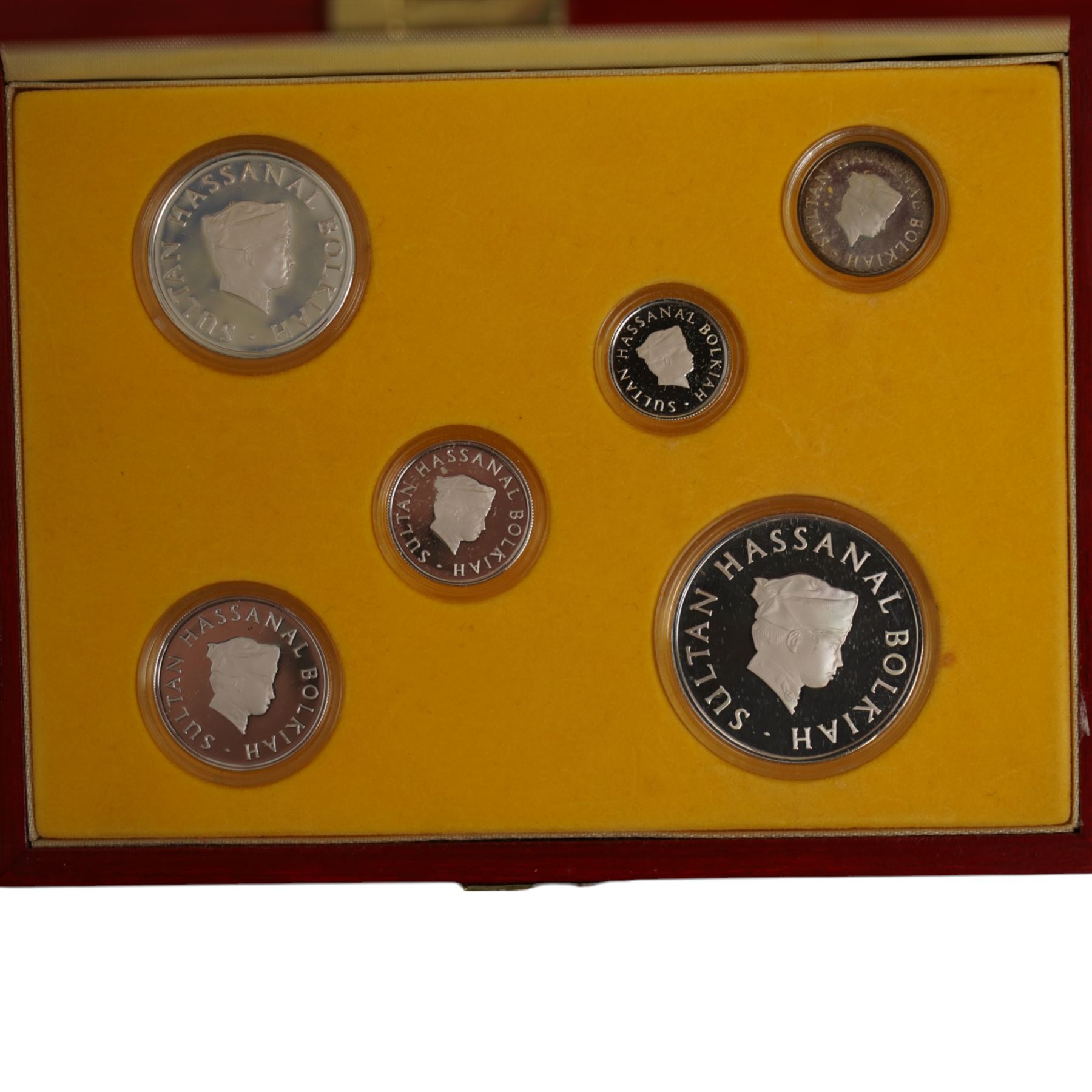 Brunei 1991 silver proof six coin set, one dollar to one sen, minted by The Singapore Mint, cased with certificate