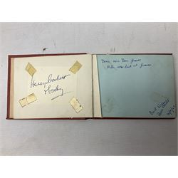 Mid 20th century autograph book, to include autographs from Beverley Sisters, Reg Varney, Ronnie Verrell, Betty Mitchell, etc, poems and verses etc
