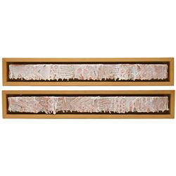 Gillian Ross Kelsey (British 1935-2025): 'Lace Glaze', pair of mixed medias on canvas laid...