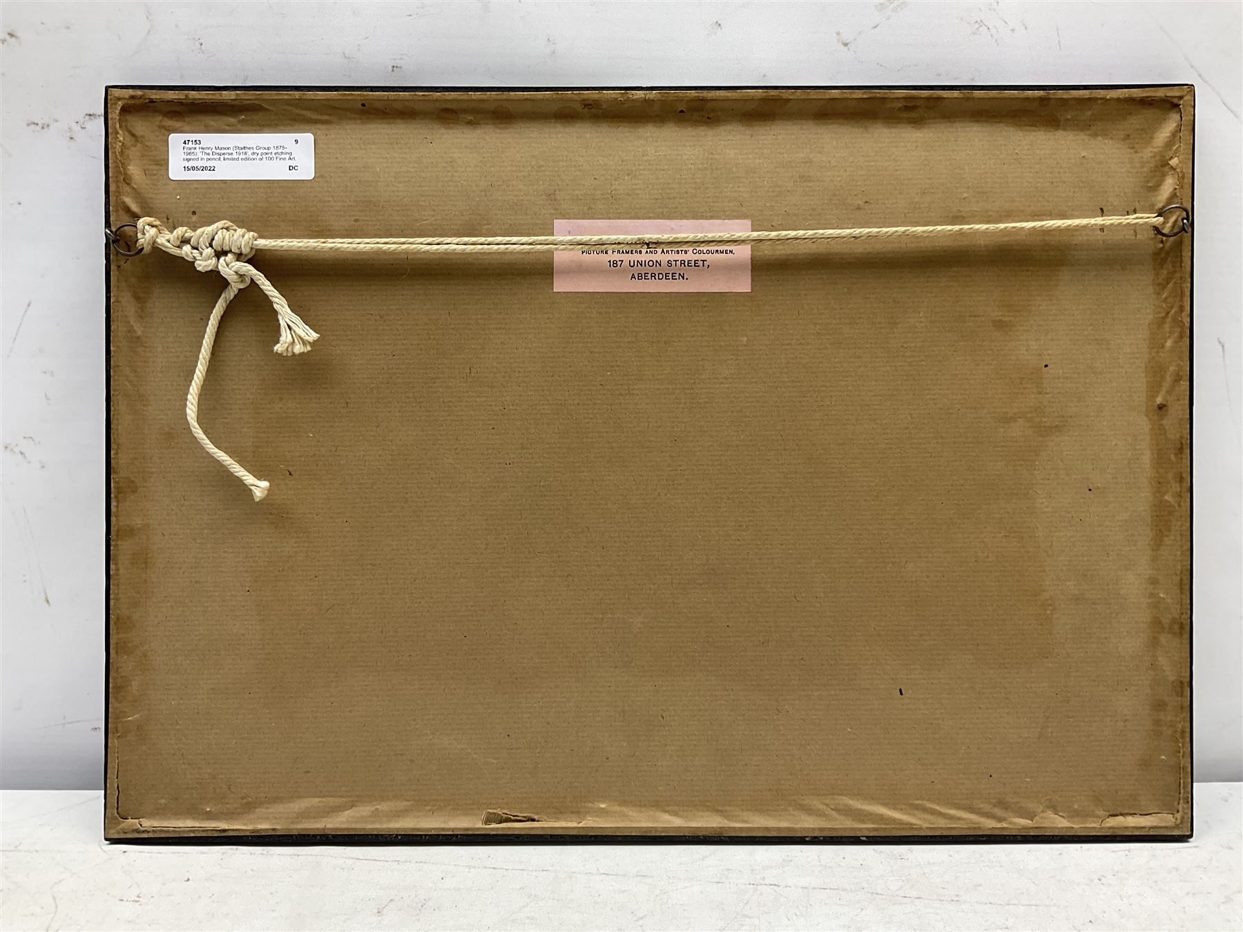 Frank Henry Mason (Staithes Group 1875-1965): 'The Disperse 1918', dry point etching signed in pencil, limited edition of 100 Fine Art Trade Guild No.1, 12cm x 24cm