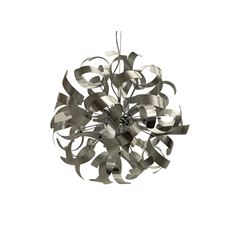 Dar Lighting - 'Rawley' 9 Light Brushed Aluminium Metal Ribbon Pendant chandelier