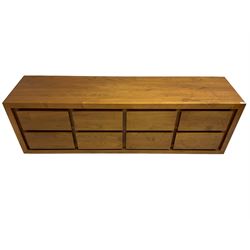 Sirene Design Ltd - contemporary solid ash 'Faro' sideboard or low unit, fitted with bank of eight uniform drawers, on square feet