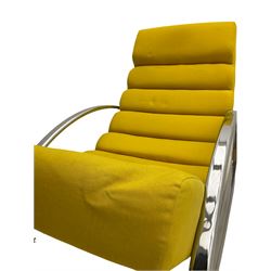 Dwell - contemporary rocking chair on chrome supports upholstered in yellow