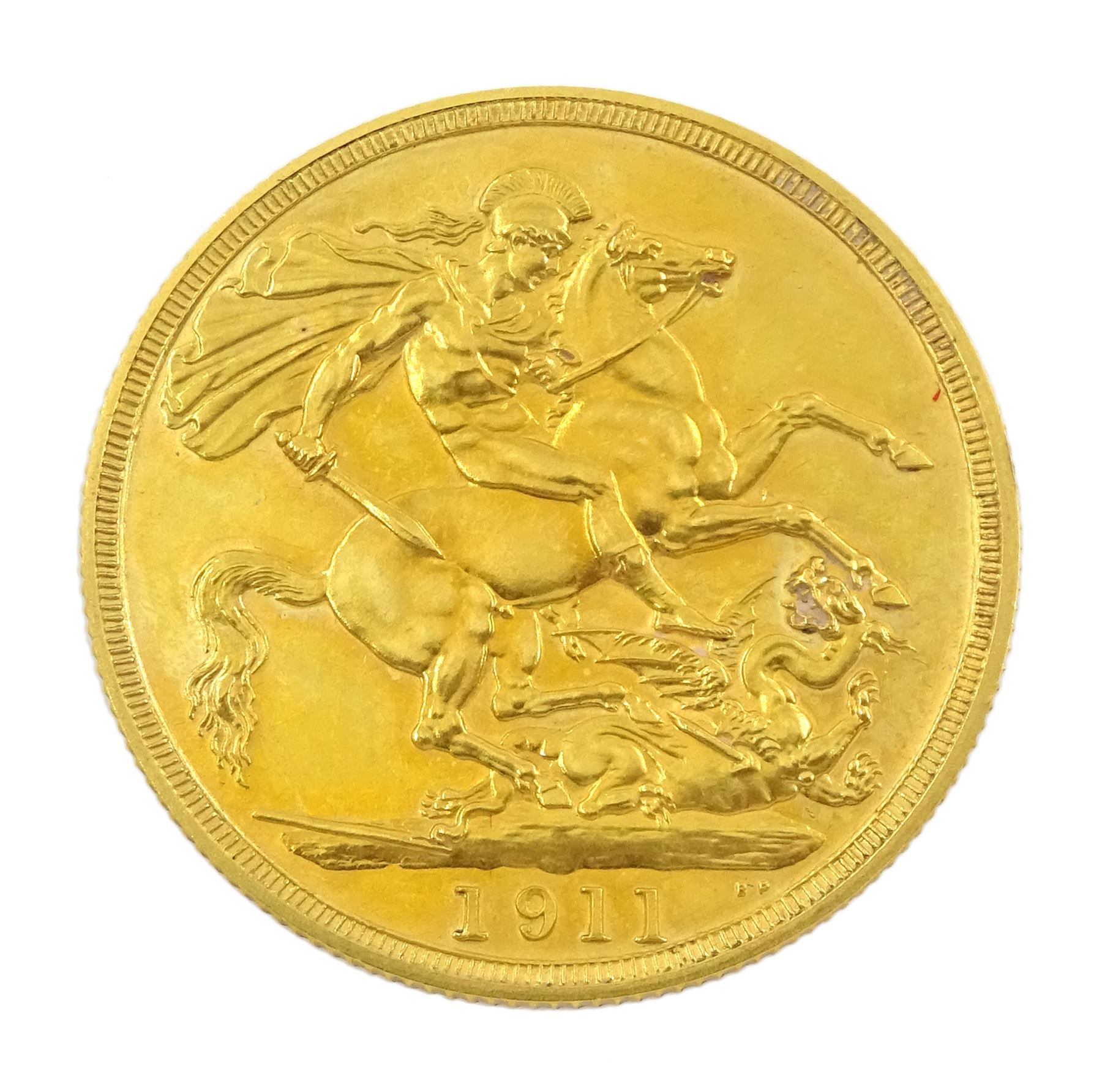 King George V 1911 proof long coin set, comprising gold half sovereign, sovereign, two pounds and five pounds, silver maundy money set, sixpence, shilling, florin and halfcrown, housed in dated case 
