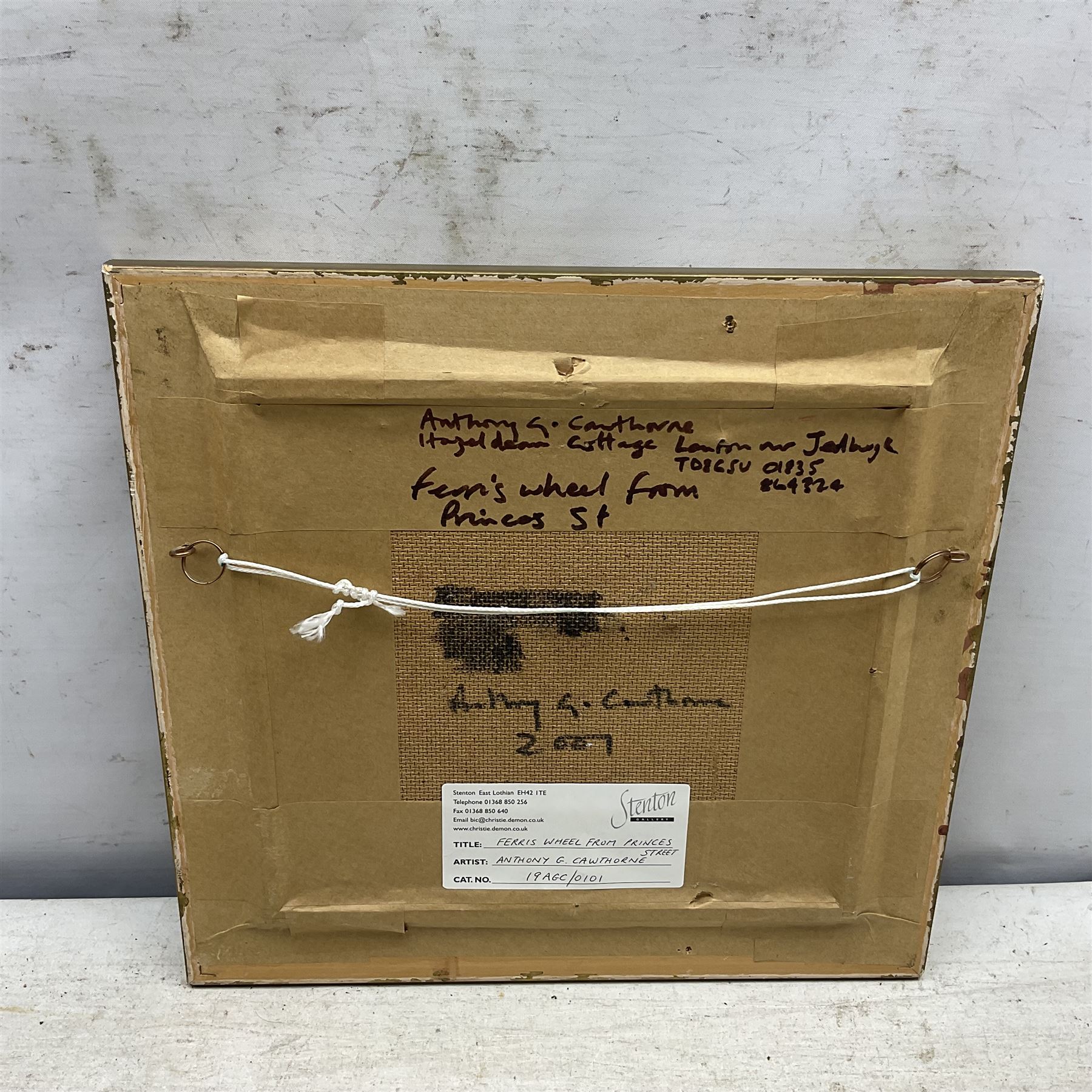 Anthony G Cawthorne (Scottish 1966-): 'Ferris Wheel from Princes Street', acrylic on board signed, titled and inscribed verso 19cm x 21cm